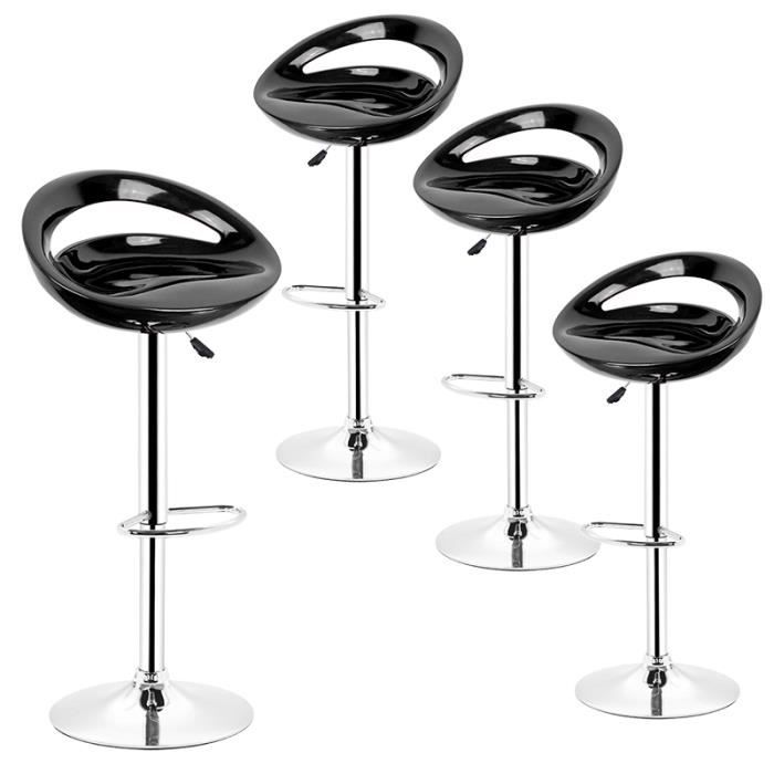 Lot de 4 tabourets de bar MOON - Noir - Style contemporain - Réglable en hauteur - L 43 x P 43 cm Lot de 4 tabourets de bar MOON - Noir - Style contemporain - Réglable en hauteur - L 43 x P 43 cm