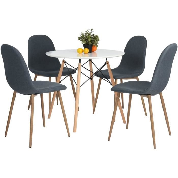 Table à Manger Scandinave Ronde en MDF, Diamètre 80cm Blanc (Table