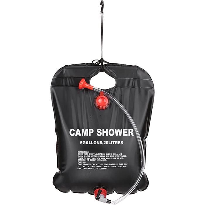 Douche Solaire Portable 20L Tadomoe - Pompe Intégrée 2000mAh - Sac Transport Inclus - Camping, Plage