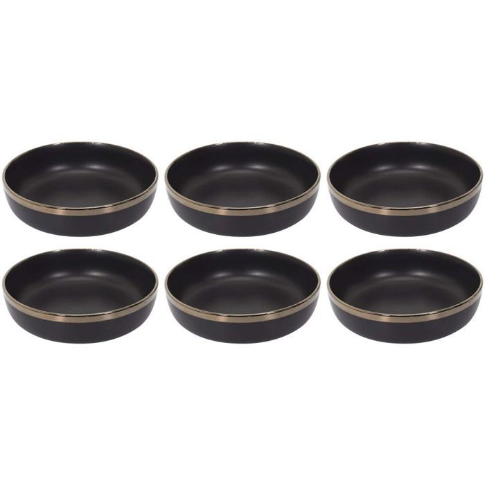 Assiettes céramique noir et doré Moscou (Lot de 6) Assiettes creuses - 18 cm Noir