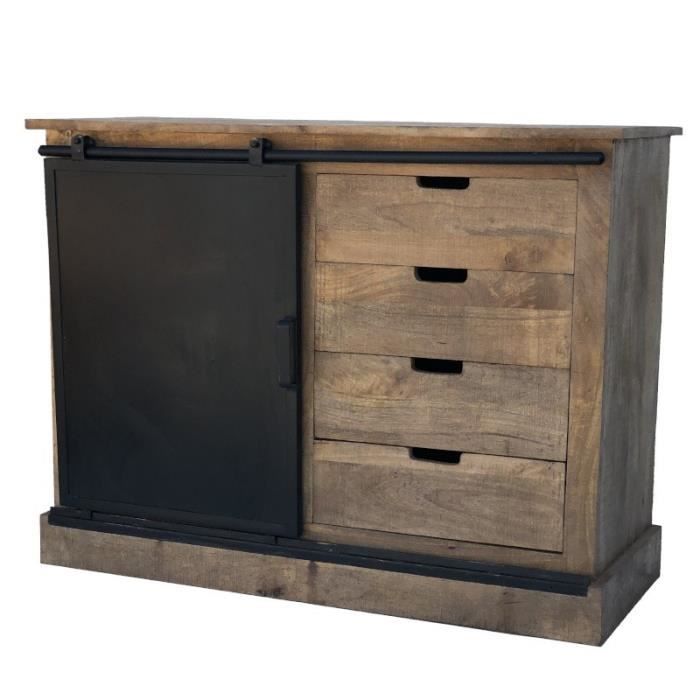 Bahut Console Commode Meuble Cuisine Salon Bois Fer Campagne Industriel Porte Coulissante 14524 Bahut