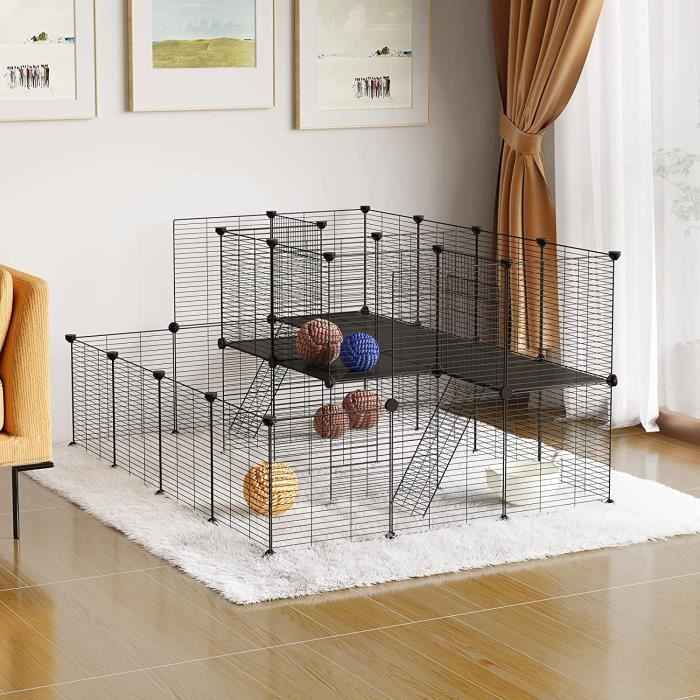 Comparer les prix de EUGAD Enclos Lapin, Parc pour Cochon d'Inde, Enclos pour Petits Animaux, Noir, 144,5x108x71,5cm