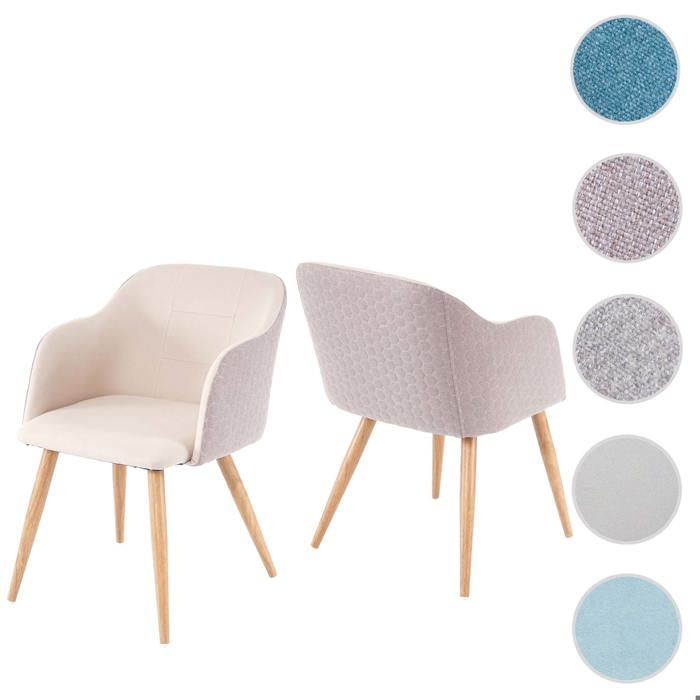 2x chaise de salle à manger MCW-D71 tissu couleur crème-beige