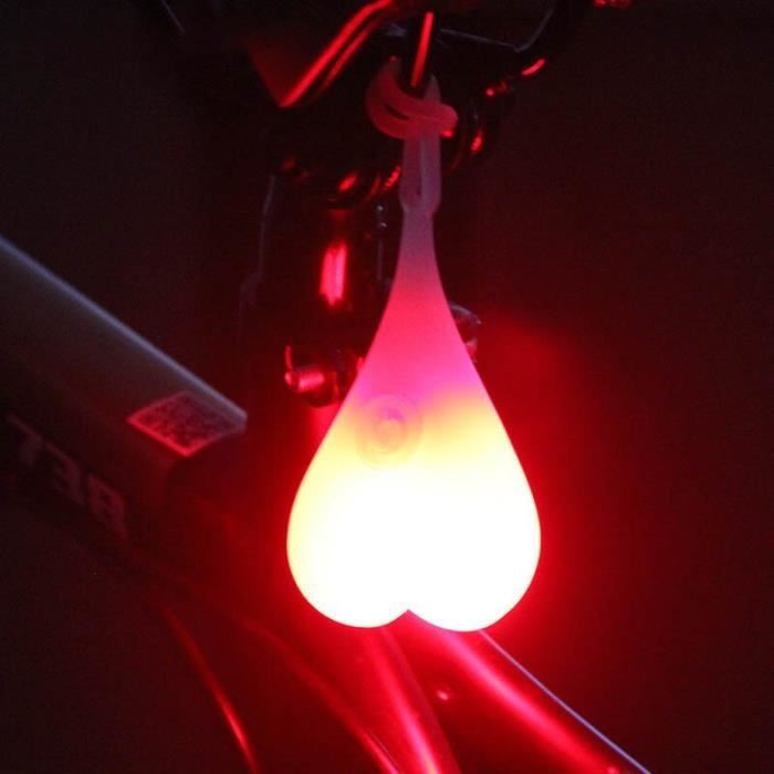 lampe de vélo en forme de cœur,éclairage étanche en silicone à accrocher, feu arrière et avant, lumière d'avertisse rouge -wghy930