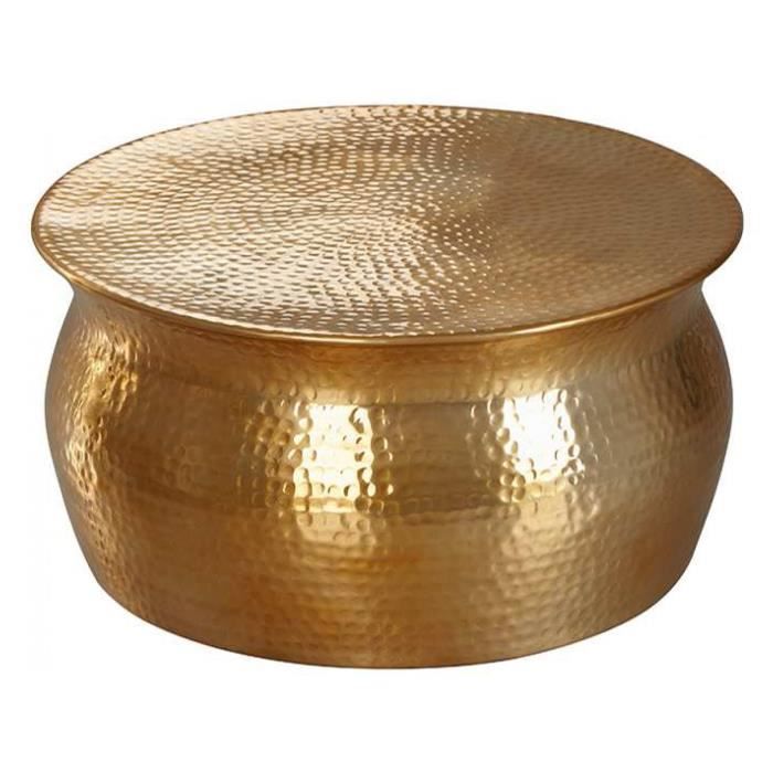 Table Basse Design Ronde En Aluminium Coloris Dore 60x60x30 5cm
