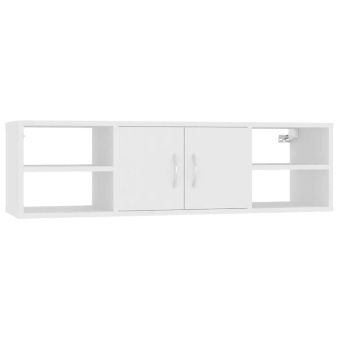 Étagère murale MEXP Blanc 102x30x29 cm en aggloméré - Meuble de salon élégant et pratique avec 6 étagères