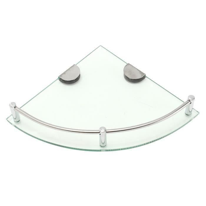 Étagère de Douche dAngle en Verre - Étagère Murale pour Salle de Bains - Tablette de Coin - 20 x 20 x 4 cm