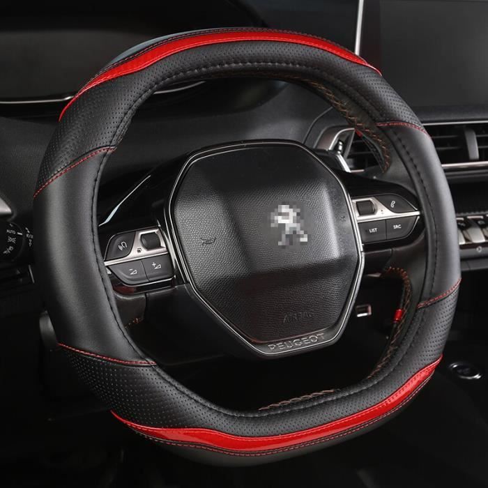 Couverture de volant de voiture en fibre de carbone + PU cuir, accessoires intérieur, pour Peugeot 208, 2020, Y95198878
