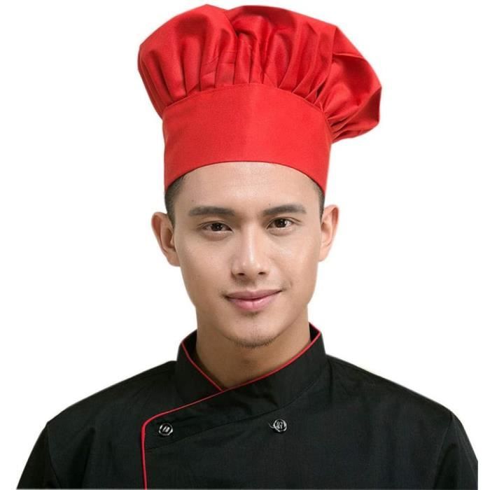 Toque de chef Adulte élastique réglable Baker de cuisine Cooking Chef Cap Red 