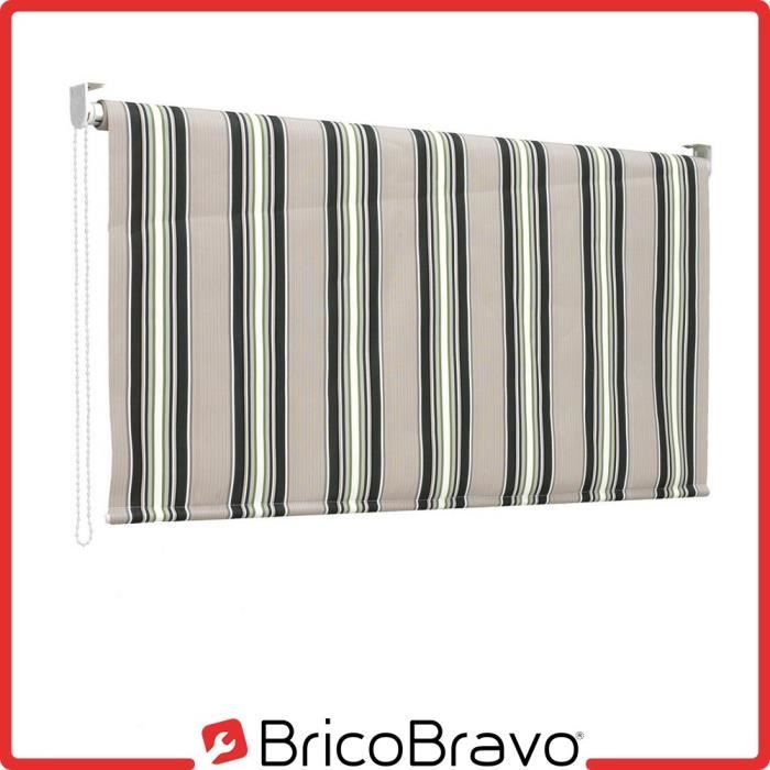 Store banne vertical - Store banne - L200 x h250 cm - rouleau plafond balcon rayé vert