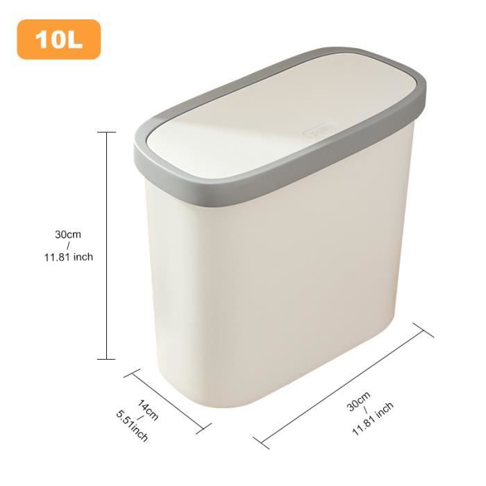 couleur 10L simple Poubelle Double couche pour salle de bains, toilettes,  poubelle étroite Style presse, cuis