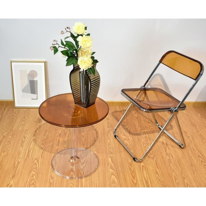diya chaise transparente en acrylique(jaune), chaise longue à manger, pliable - moderne