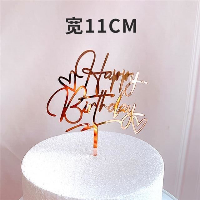 Decoration De Fete Ins Joyeux Anniversaire Gateau Topper Rose Or Acrylique Anniversaire Decoration De Gateaux Type Rose Gold Cdiscount Maison
