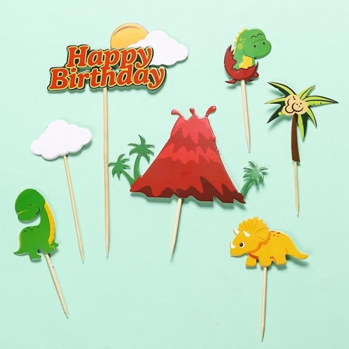 Decoration De Fete Dessin Anime Dinosaure Decoration De Gateau Cocotier Joyeux Anniversaire Gateau Decoration Enfants Type 7pcs Cdiscount Maison