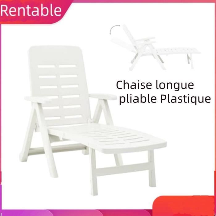 Chaise longue - Vogue LEC - Blanc - Pliable - Résistante aux intempéries - Dossier réglable Chaise longue - Vogue LEC - Blanc - Pliable - Résistante aux intempéries - Dossier réglable