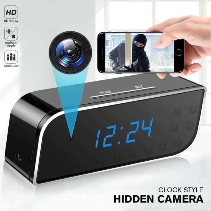 Mini Caméra Espion 720P WiFi Réveil Caméra de Surveillance Nanny