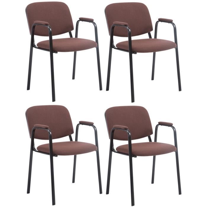 CALICOSY - Lot de 4 chaises en tissu avec pieds en métal noir L47 cm