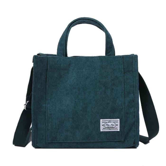 CORIOS Sac à Bandoulière Velours Côtelé Grand Capacité - Sac Fourre-Tout Femme Casual Chic Vert Clair