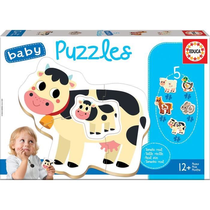 Puzzle éducatif pour enfant - EDUCA - La Ferme - 5 puzzles de 2 à 4 pièces - Dès 12 mois