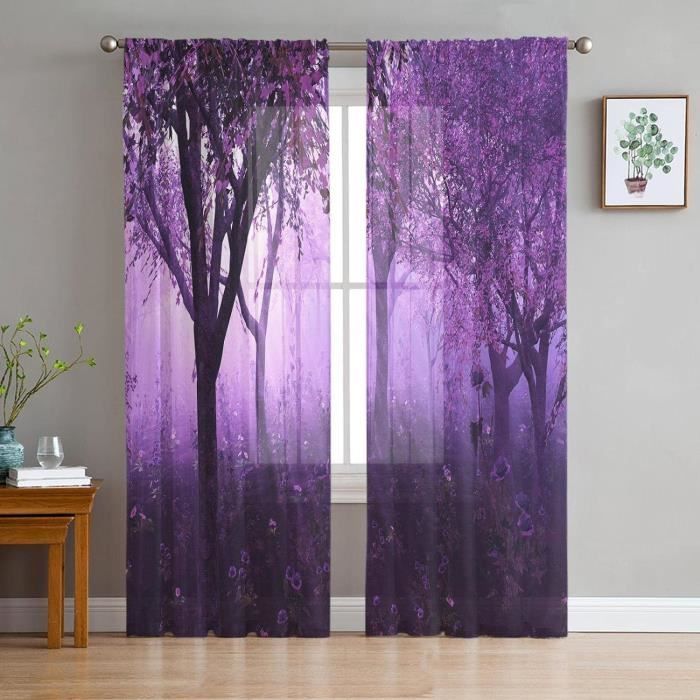 Rideau Semi-Occultant Rouge 229 X 137 Cm - Voile Transparent à Motif Feuilles Et Fleurs, Élégant Pour Salon Et Chambre