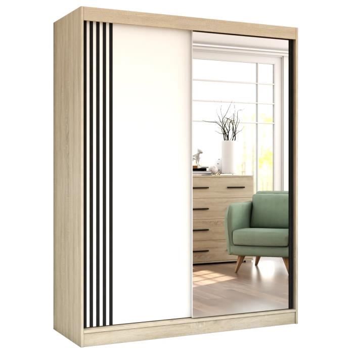 Armoire de chambre avec miroir 2 portes coulissantes Style
