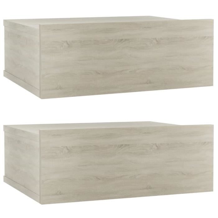 Tables de chevet-Table de nuit flottantes 2 pcs vieux bois bois d'ingénierie