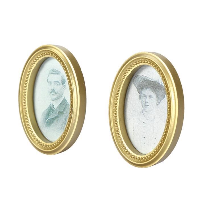 Wifehelper Lot De 2 Cadres Photos Ovales Miniatures Pour Maison De Poupée 1:12 - Cadres Muraux Romantiques Couple Photos Décoration Vintage Charmant