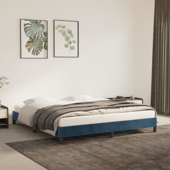 famirosa cadre de lit bleu foncé 180x200 cm velours-992