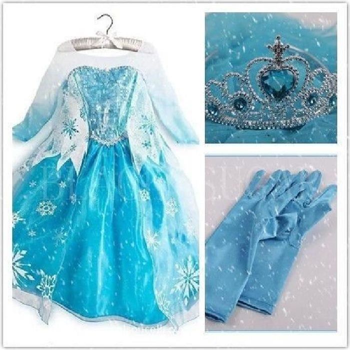Panoplie Elsa Reine des Neiges 5-6 ans - FINDPITAYA - Costume de princesse  avec robe, gants et diadème - Cdiscount Jeux - Jouets