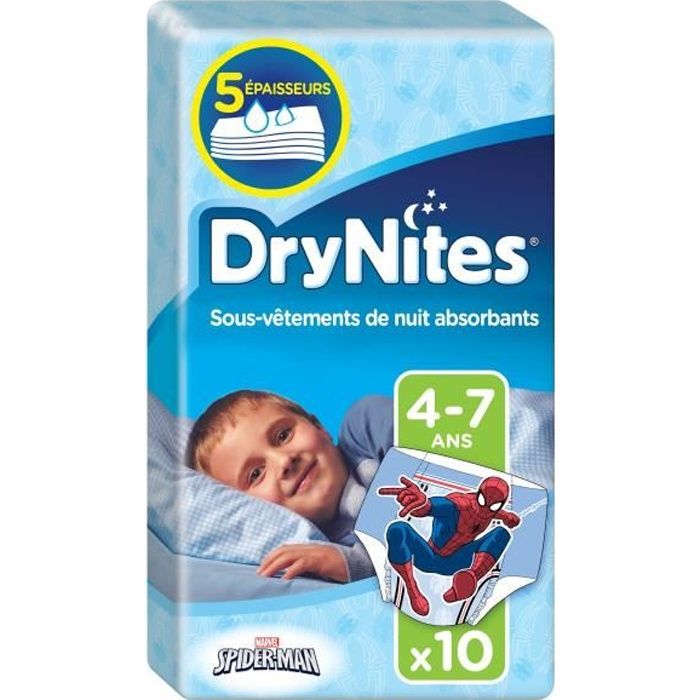16 Culottes 17-30 kg Huggies Drynites 4-7 ans Gar/çon - Sous-v/êtements de Nuit Absorbants pour Enfants qui font Pipi au Lit