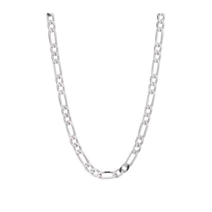 Collier / Chaîne Homme Argent 925 - Maille Figaro Alternée 1+2 - 55cm