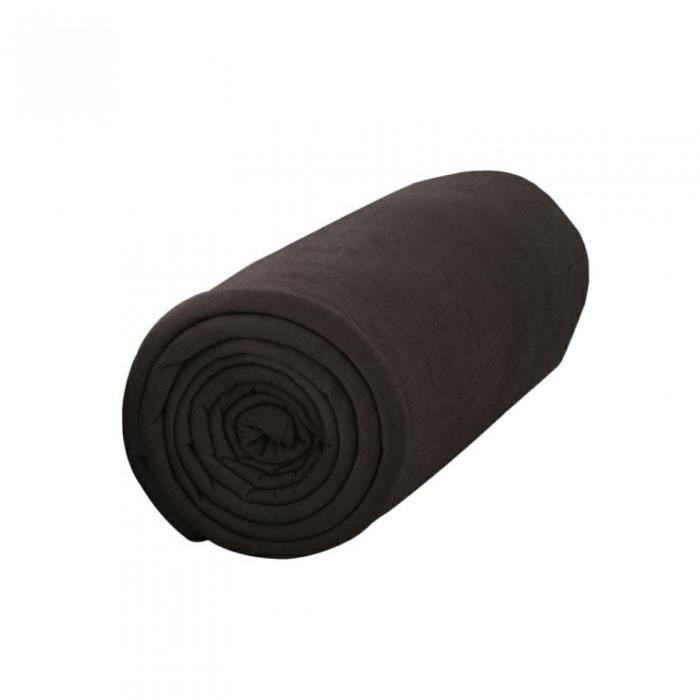 Drap housse - 90x190 cm - 100% coton - Couleur Cacao - Lavable en machine