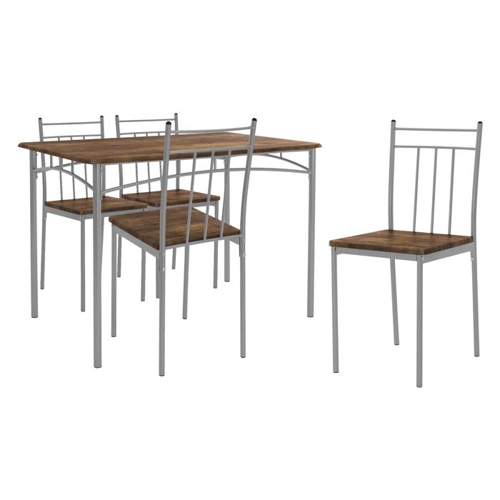 ML-Design Table de Salle à Manger avec 4 Chaises Vintage Set de 5 Pièces pour 4 Personnes MDF Laminé Pieds en Métal ML-Design Table de Salle à Manger avec 4 Chaises Vintage Set de 5 Pièces pour 4 Personnes MDF Laminé Pieds en Métal