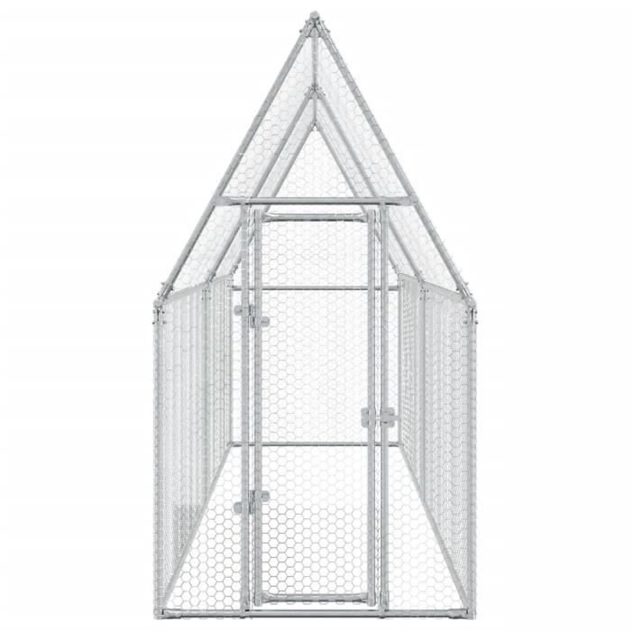 Meilleurs prix pour Cage pour poules - Argenté - Acier galvanisé - 400x100x190 cm - Enclos extérieur - Sécurisé