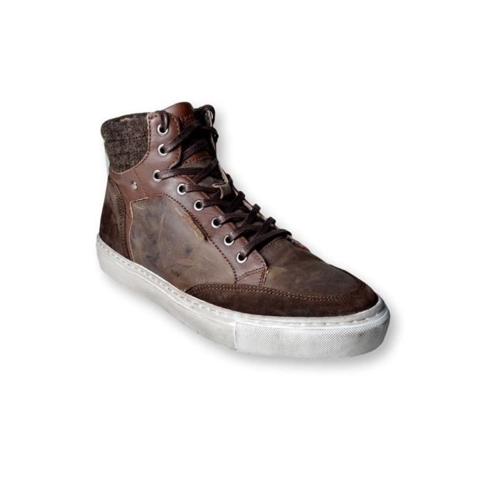 NO EXCESS Basket haute homme - NO-EXCESS - Sneaker - Marron - Cuir et synthétique - Confort optimal