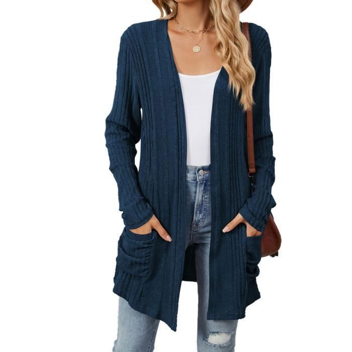 Gilet Laine Gilet Long Marine Cardigan Gilet Bleu Marine Femme