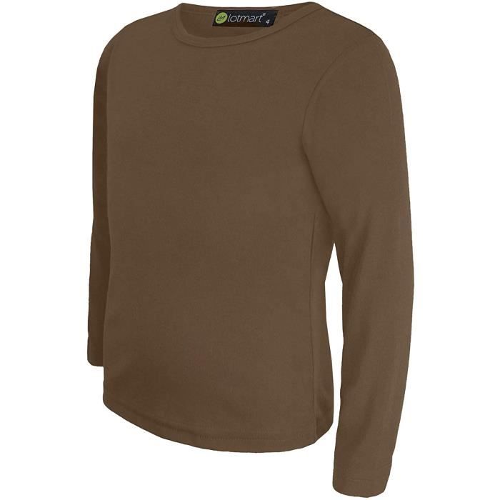 LOTMART Enfants Uni Basique Haut Col Rond Slim Manches Longues