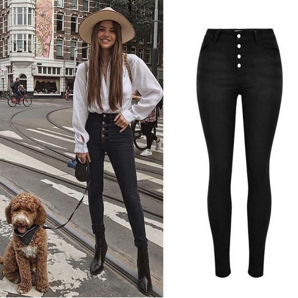 Jeans Skinny Taille Haute pour Femme Slim Fit Stretch Push Up Pantalons