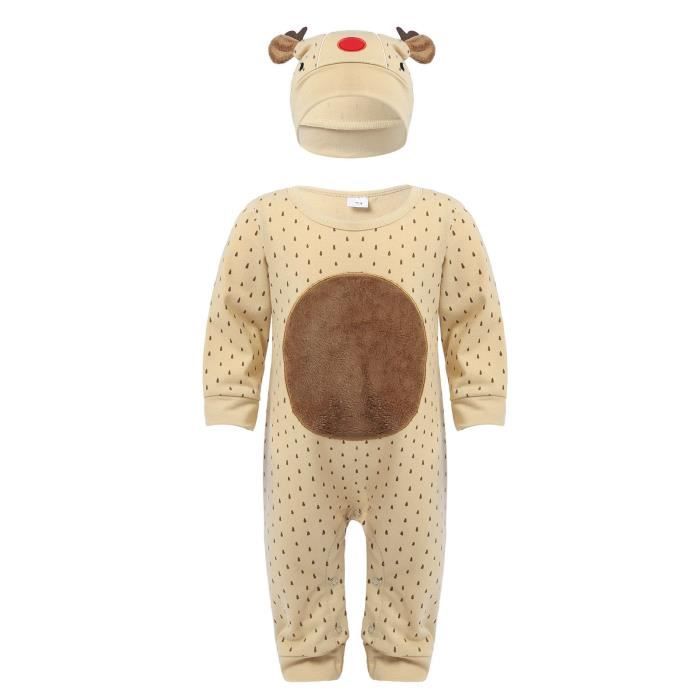 Dpois Barboteuse Une Piece De Noel Bebe Combinaison Hiver Body Naissance Bapteme Pyjama Noel Costume Oreilles De Cerf 0 18 Mois Abricot B Cdiscount Pret A Porter