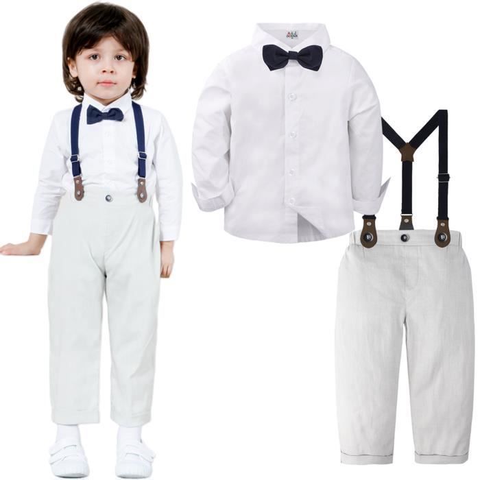 Tenue cérémonie ensemble costume baptême bébé garçon blanc 2 pièces