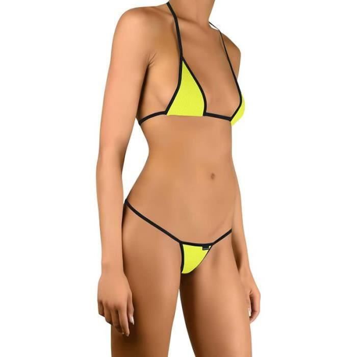 String Bikini Rayé Femme - Taille Unique (XS à 40) - Très Petit, élastique - Fabriqué En Allemagne