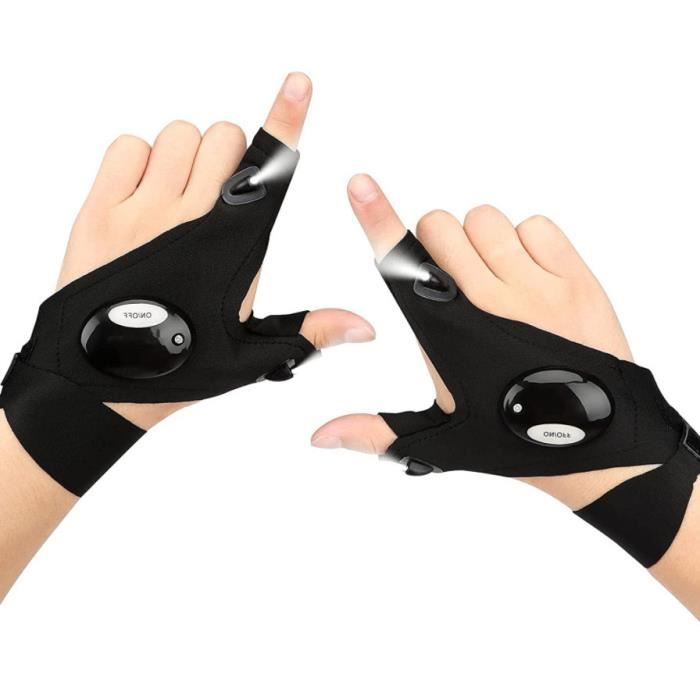 Gants LED étanches - Gadget Insolite Utile - Noir - Adulte - Mixte - Pêche