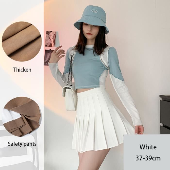 Jupe courte Mini jupes courtes plissees taille haute 20FA White extension Cdiscount Pret a Porter