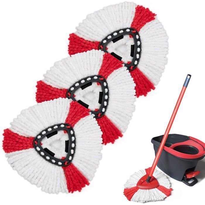 2 Têtes De Serpillère Lavables Pour Vileda Spin Mop – En Microfibre, Avec Bande à Récurer – Pour Sols Durs, Carrelage, Bois…