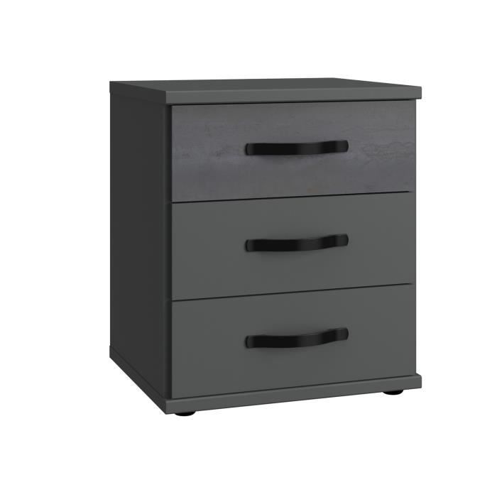 Commode, meuble de rangement coloris Graphite, rechampis noir - Longueur 46 x Hauteur 58 x Profondeur 40 cm