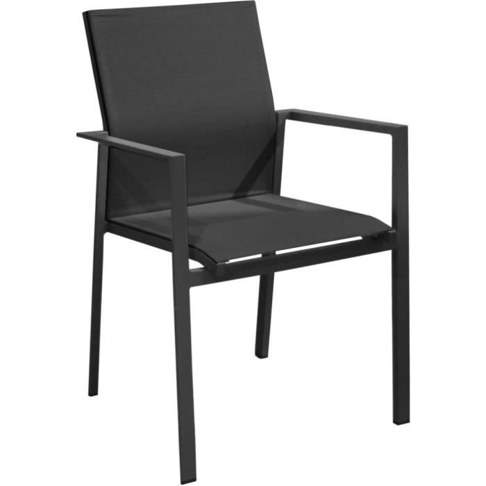 fauteuil de jardin empilable delia graphite, noir