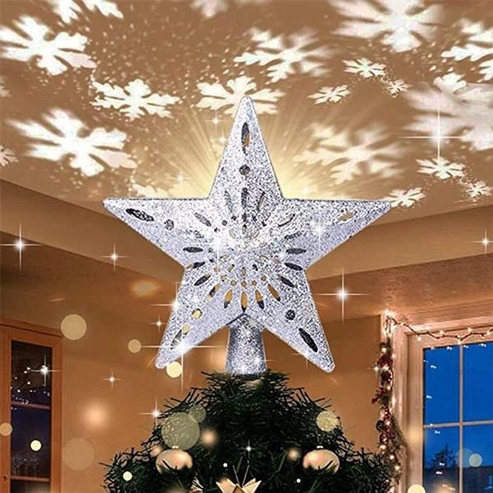 Décoration argentée STOBOK Décoration de sapin de Noël Couronne de Noël Étoile lumineuse
