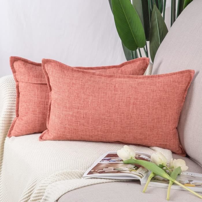 Lot De 2 Housses De Coussin Jacquard Brenta-b 30x50 Cm Lin à Prix