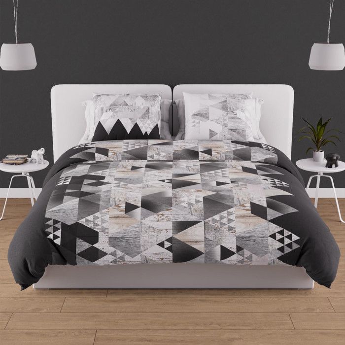 Parure housse de couette 240X220 cm NORDIQUE anthracite 100% coton Parure housse de couette 240X220 cm NORDIQUE anthracite 100% coton