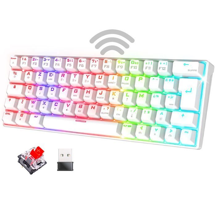 Clavier Gaming Mécanique Sans Fil Spirit Of Gamer Xpert K200 – TKL 60%, Bluetooth, Rétroéclairage RGB, Interrupteurs Rouges - vue 6
